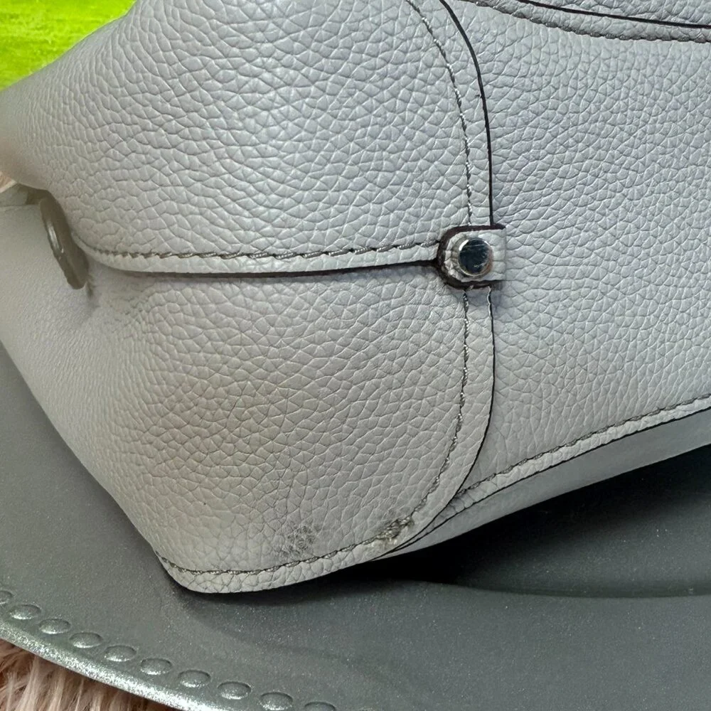 kate spade Gray Pebble Leather Satchel with Top Handle & Crossbody Strap